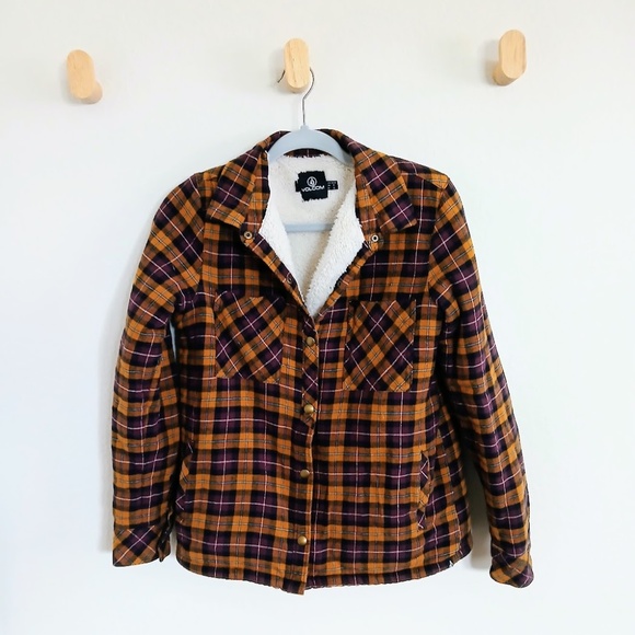 Volcom Plaid About You Sherpa Lined Flannel - Picture 2 of 6